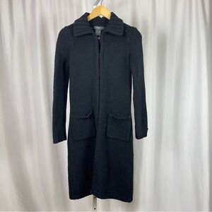 Roots Lambswool XS Longline Knit Collared Retro Cardigan Sweater Dress Coat